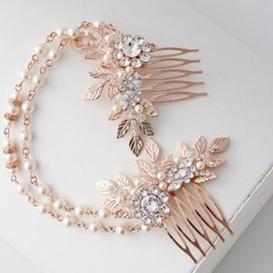 Swarovski crystal Rose Gold Bridal Hairpiece